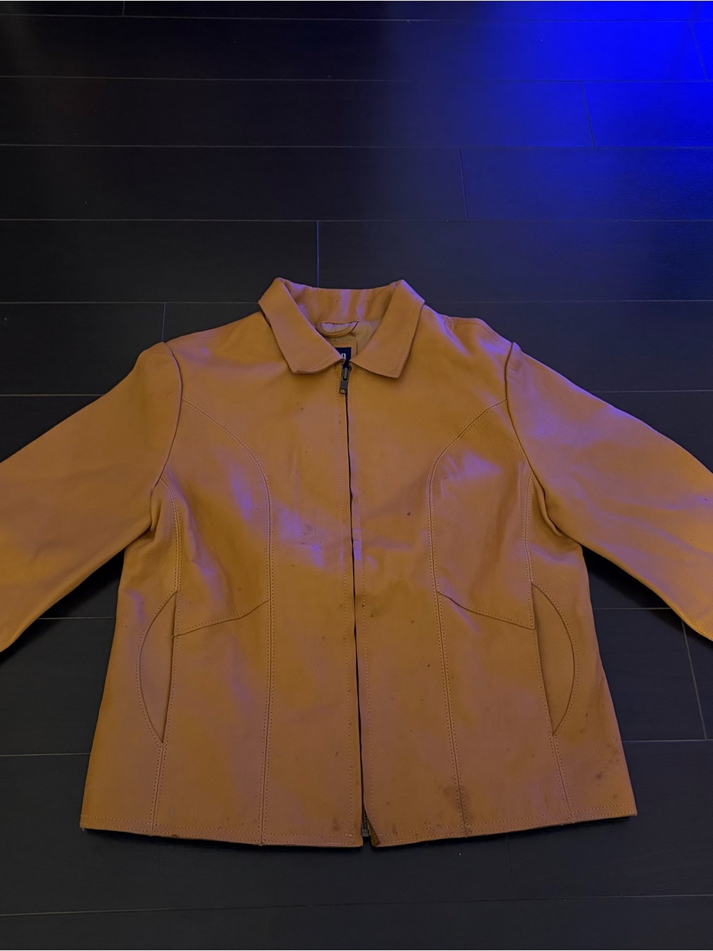 GAP Women's Tan Leather Zip Jacket